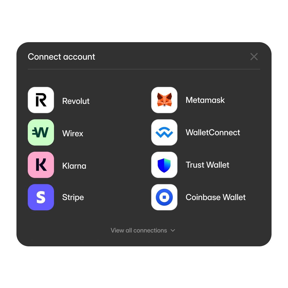Connect all your wallets and bank accounts